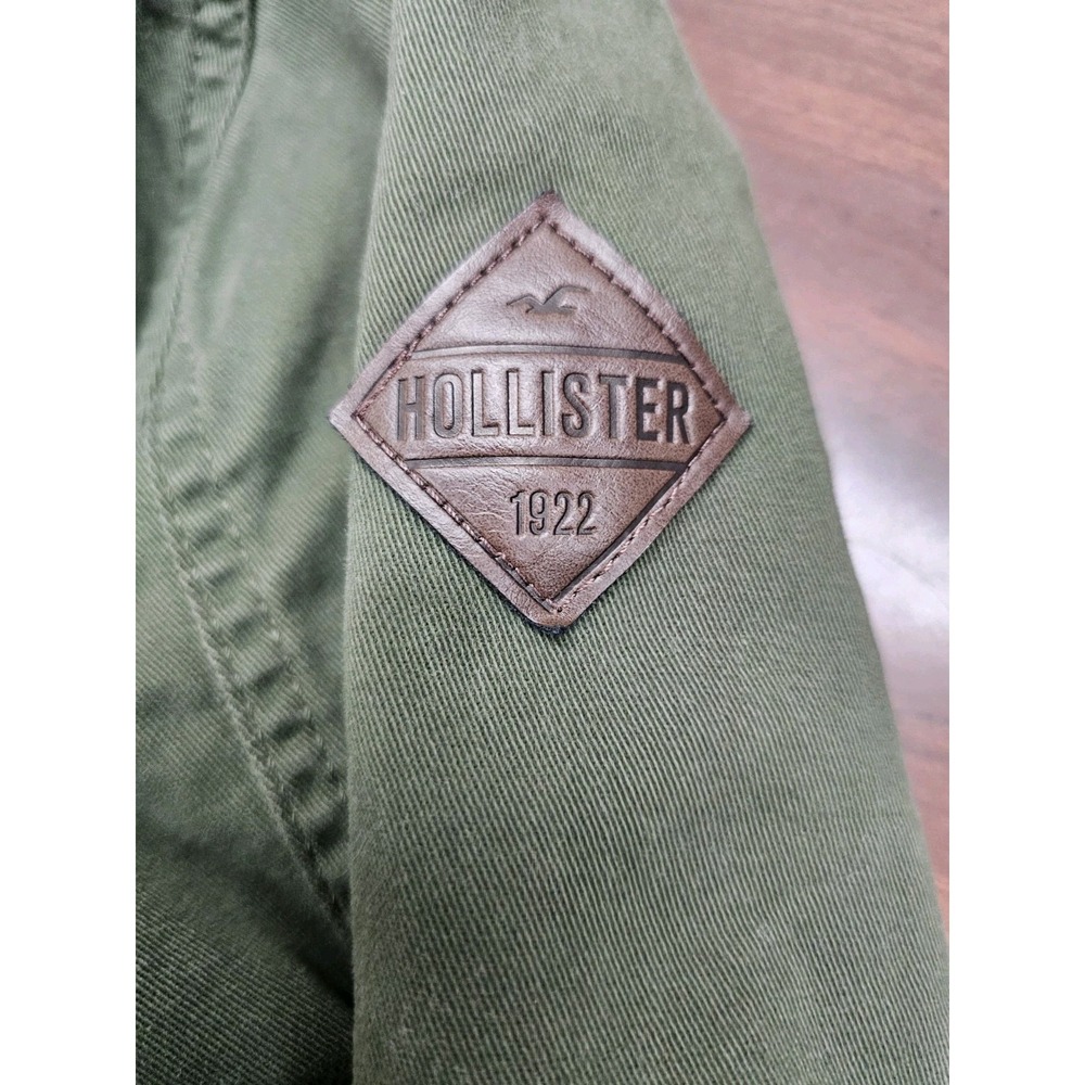 Hollister Women's Utility Jacket Fur Hood Plaid Interior Green Coat Size Large - Picture 4 of 11